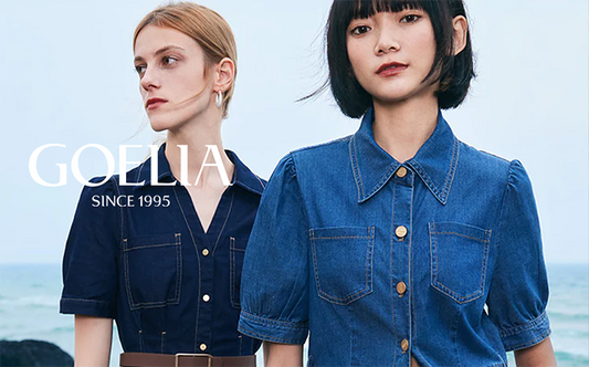 2 ladies in blue denim dress