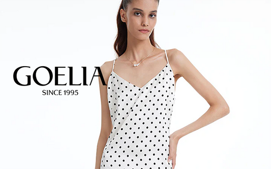 a lady in polka dots v-neck slip dress