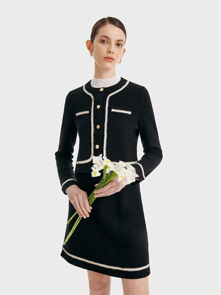 Knitted Crop Jacket And Skirt Two-Piece Suit GOELIA