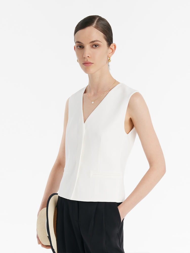 Triacetate Slim V-Neck Women Vest GOELIA