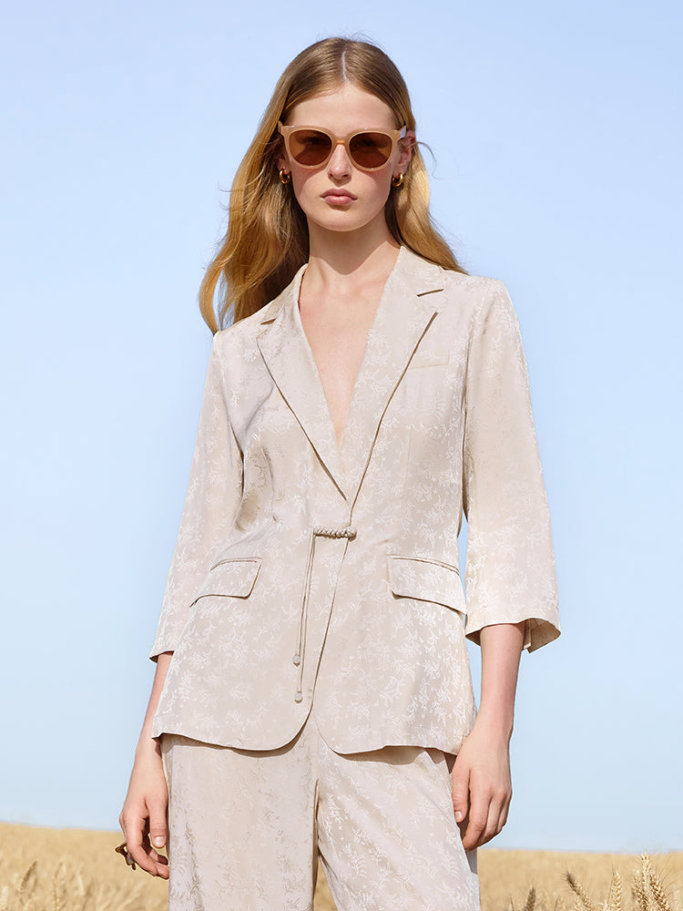16 Momme Mulberry Silk Jacquard Women Blazer GOELIA