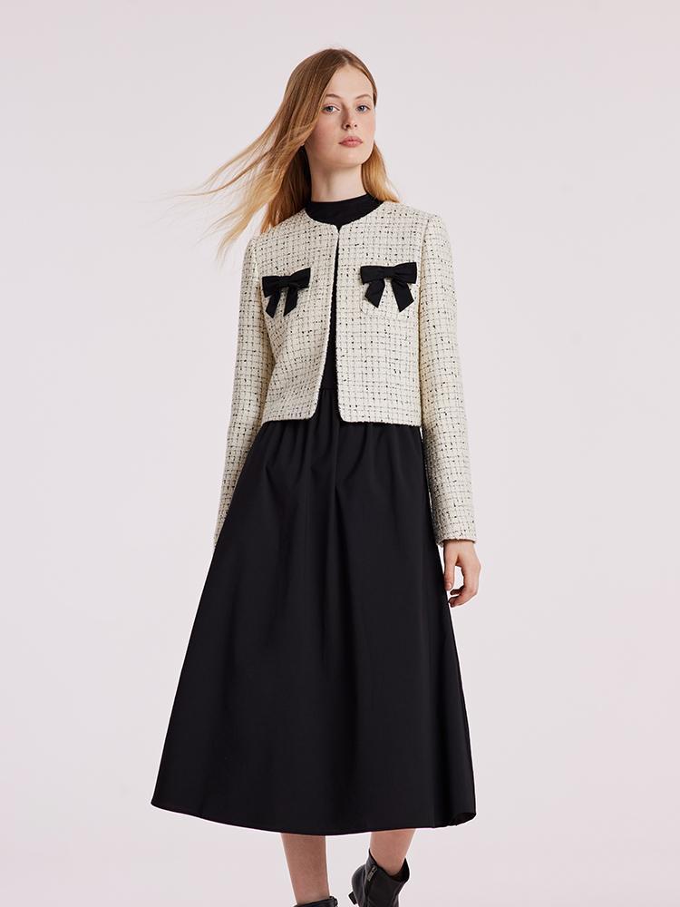 Wool Blend Tweed Short Women Jacket And Long Sleeve Dress Set GOELIA Wool Blend Tweed Short Women Jacket And Long Sleeve Dress Set GOELIA