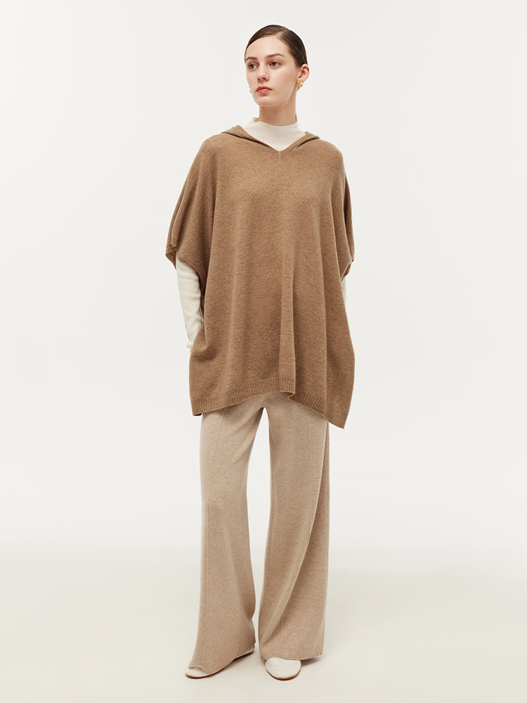 100% Cashmere Hooded Poncho Sweater GOELIA