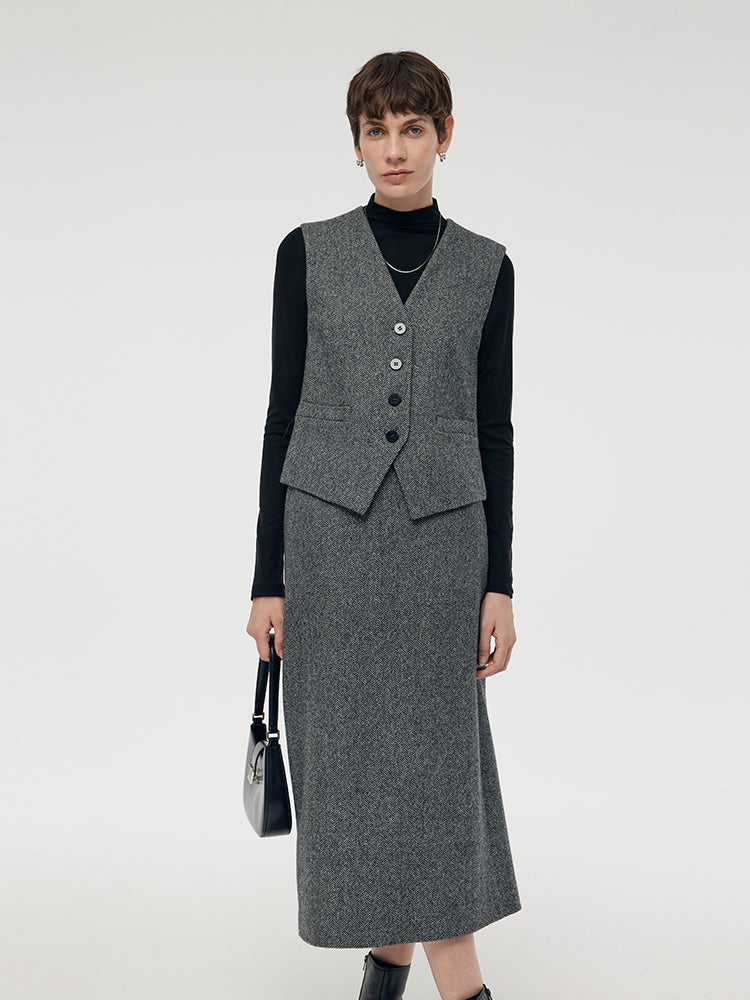 Long wool skirt vest clearance