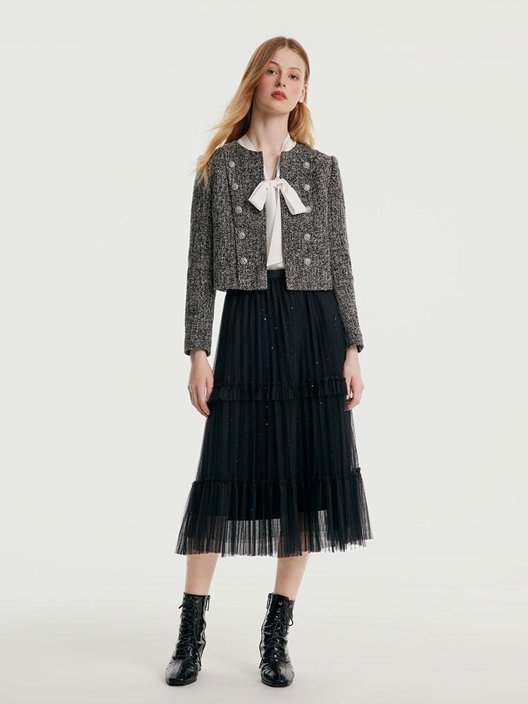 Classic Tweed Cropped Women Jacket GOELIA
