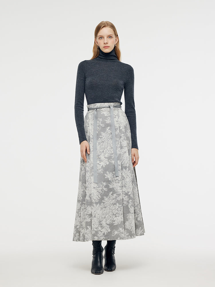 Silver Floral Jacquard Women Mamianqun With Bottomed Skirt GOELIA