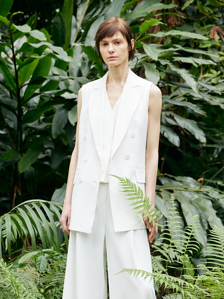 Triacetate Lapel Mid-Length Women Vest GOELIA