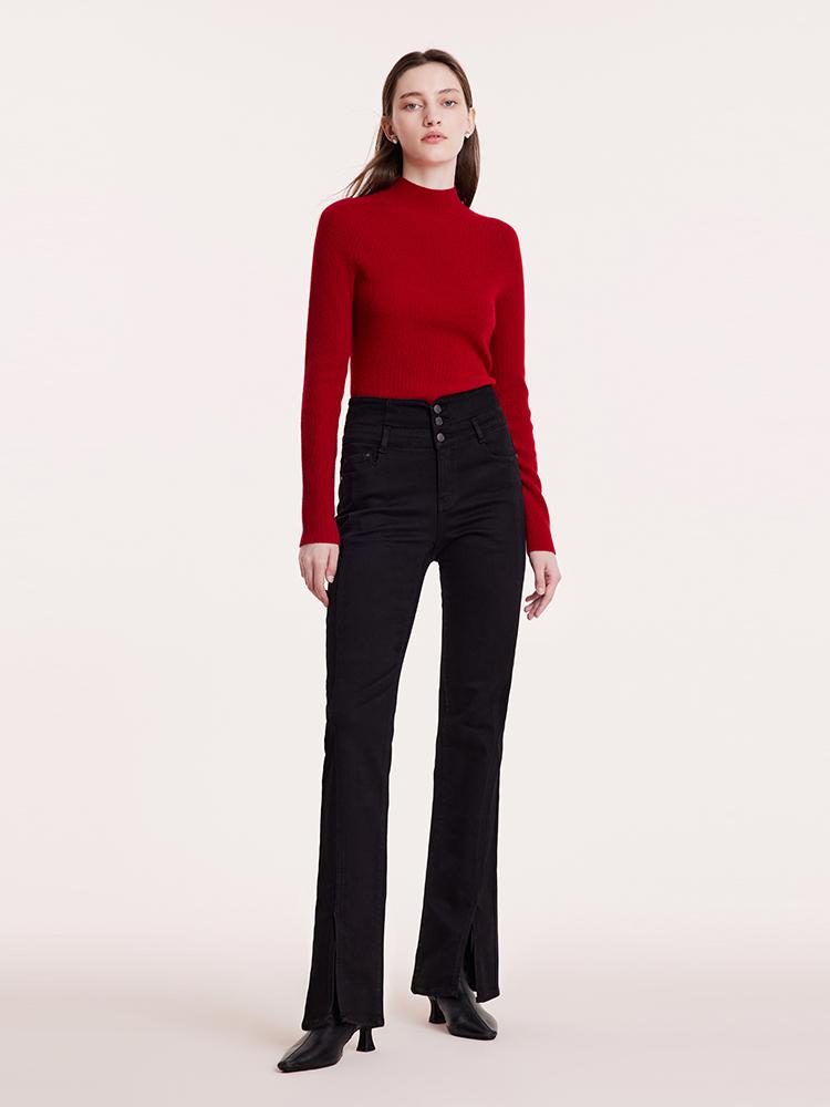 High-Waisted Slight Flared Women Pants GOELIA
