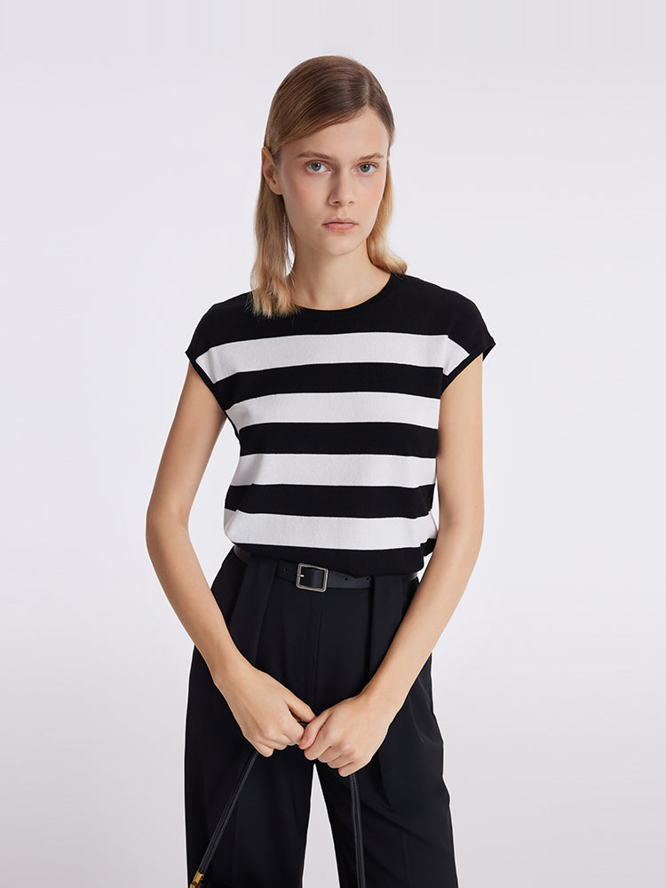 Tencel Striped Knitted Women Tank Top GOELIA