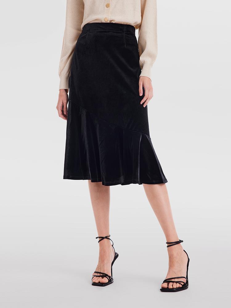 Black Velvet Mermaid Skirt GOELIA
