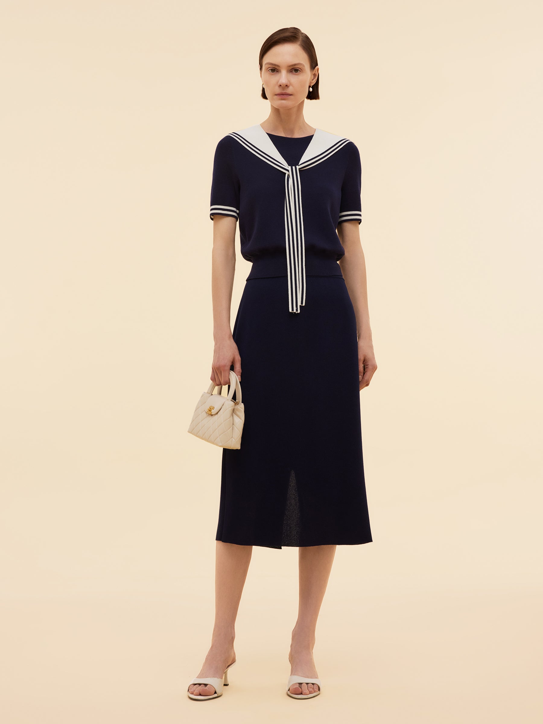 Tencel Blend Knit Top And Column Skirt Two-Piece Set GOELIA