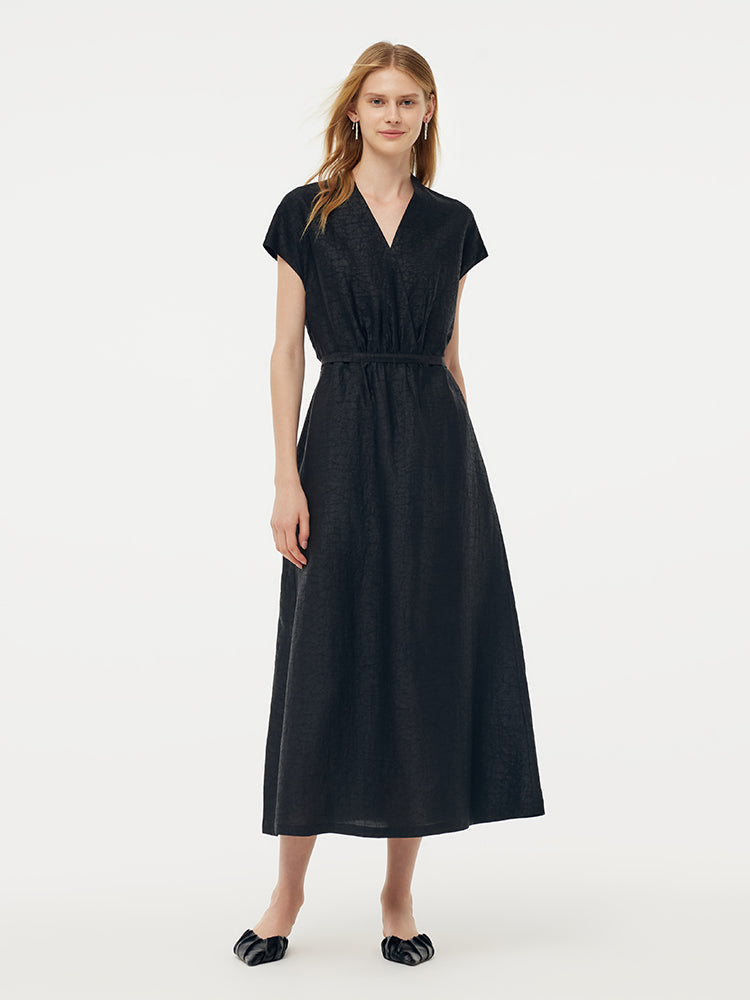 18MM Xiang Yun Silk Adjustable Waist Women Midi Dress GOELIA