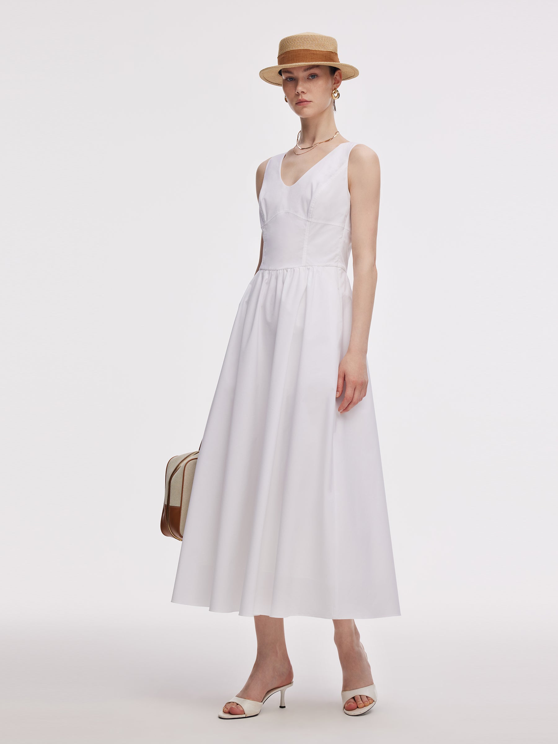 Gathered Waist Women Maxi Tank Dress GOELIA