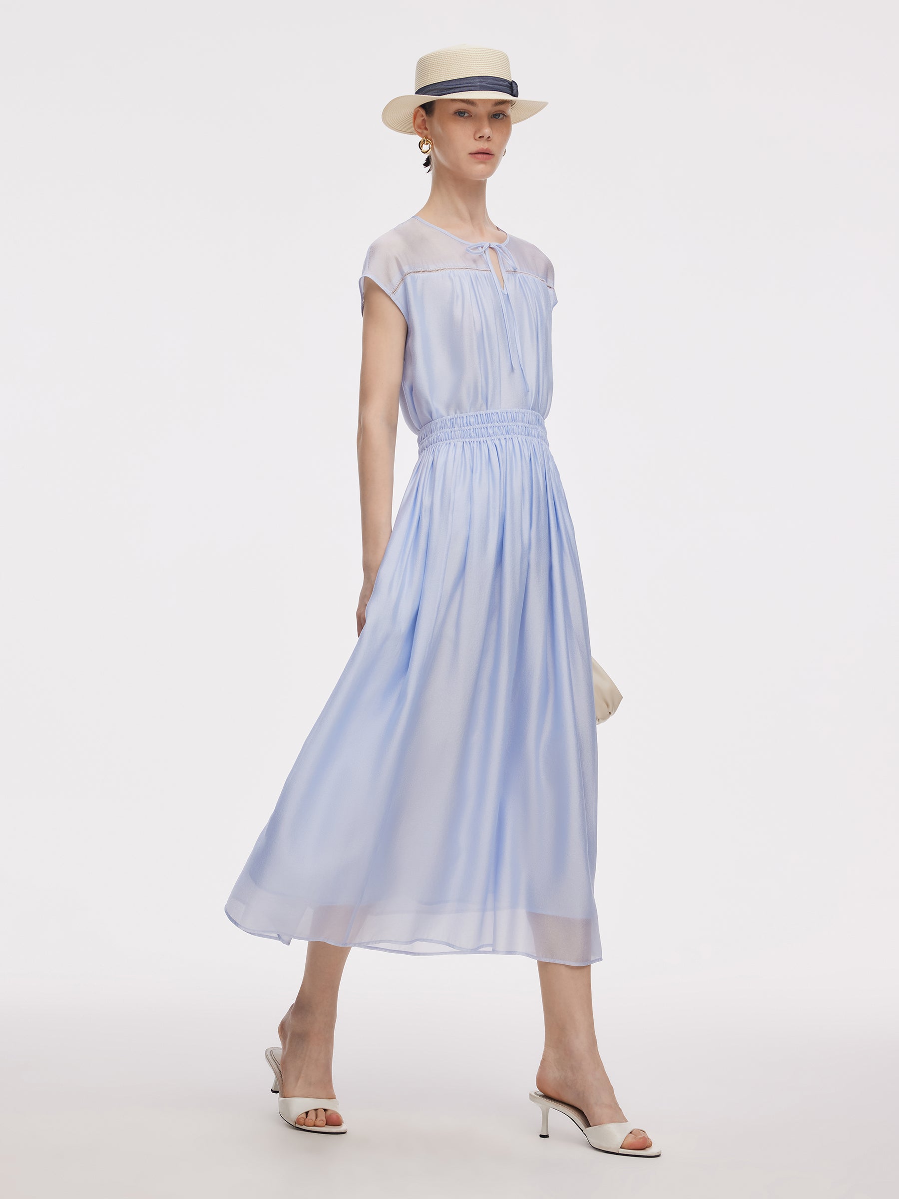 Loose Fit Cap Sleeve Top And A-Line Skirt Two-Piece Set GOELIA