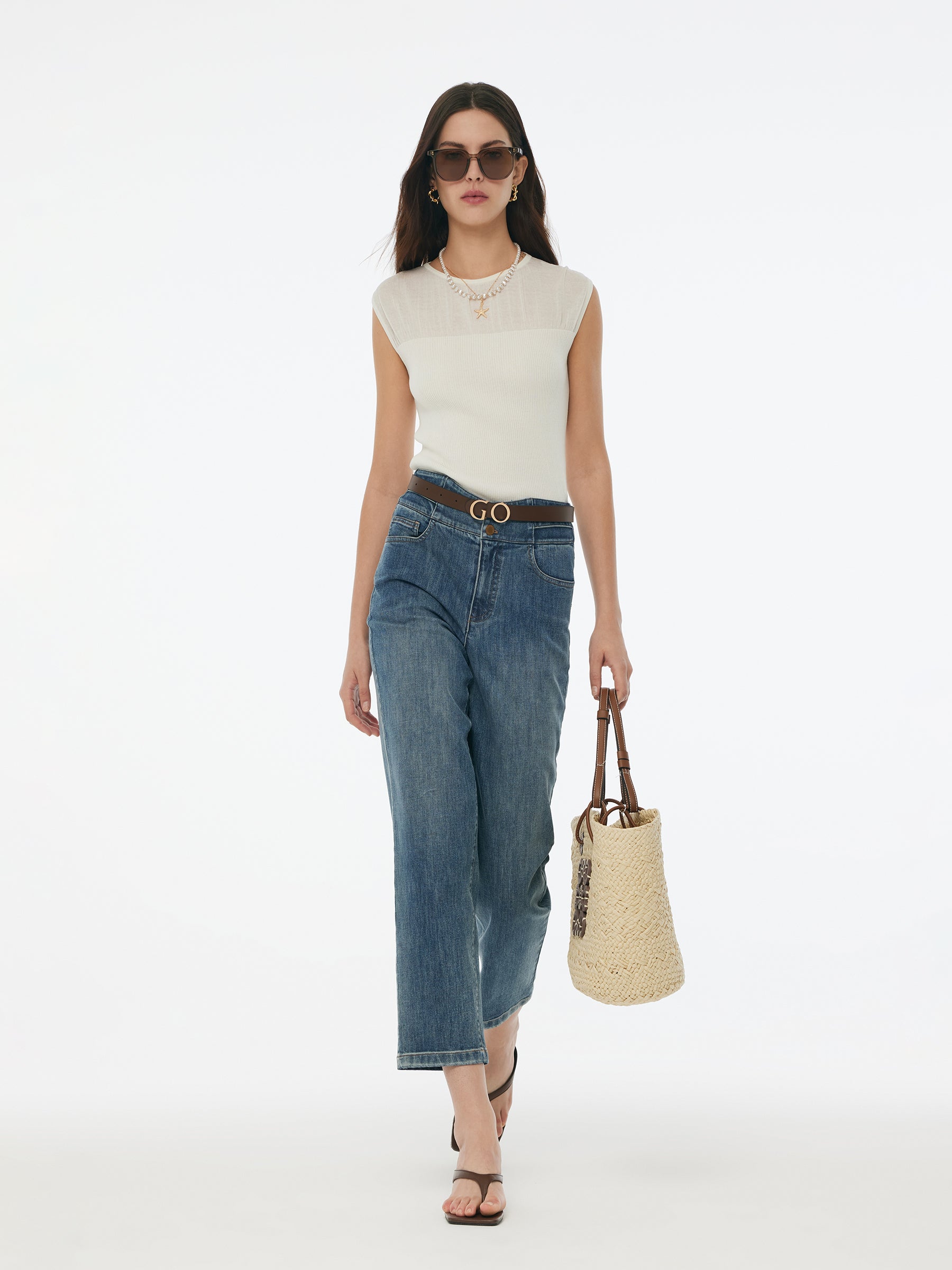 Denim Women Ankle Length Tapered Jeans GOELIA
