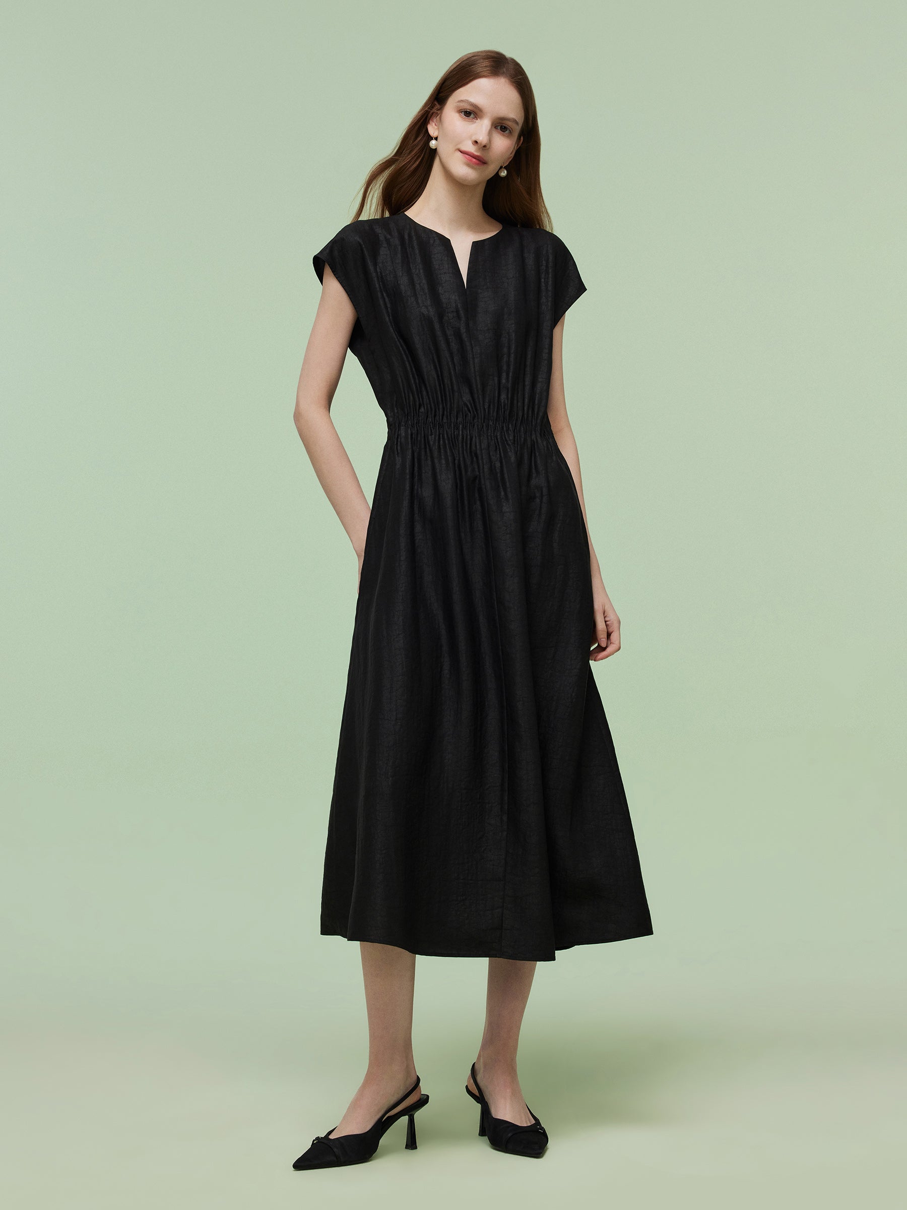 18MM Xiang Yun Silk Women Elastic Waist Maxi Dress GOELIA
