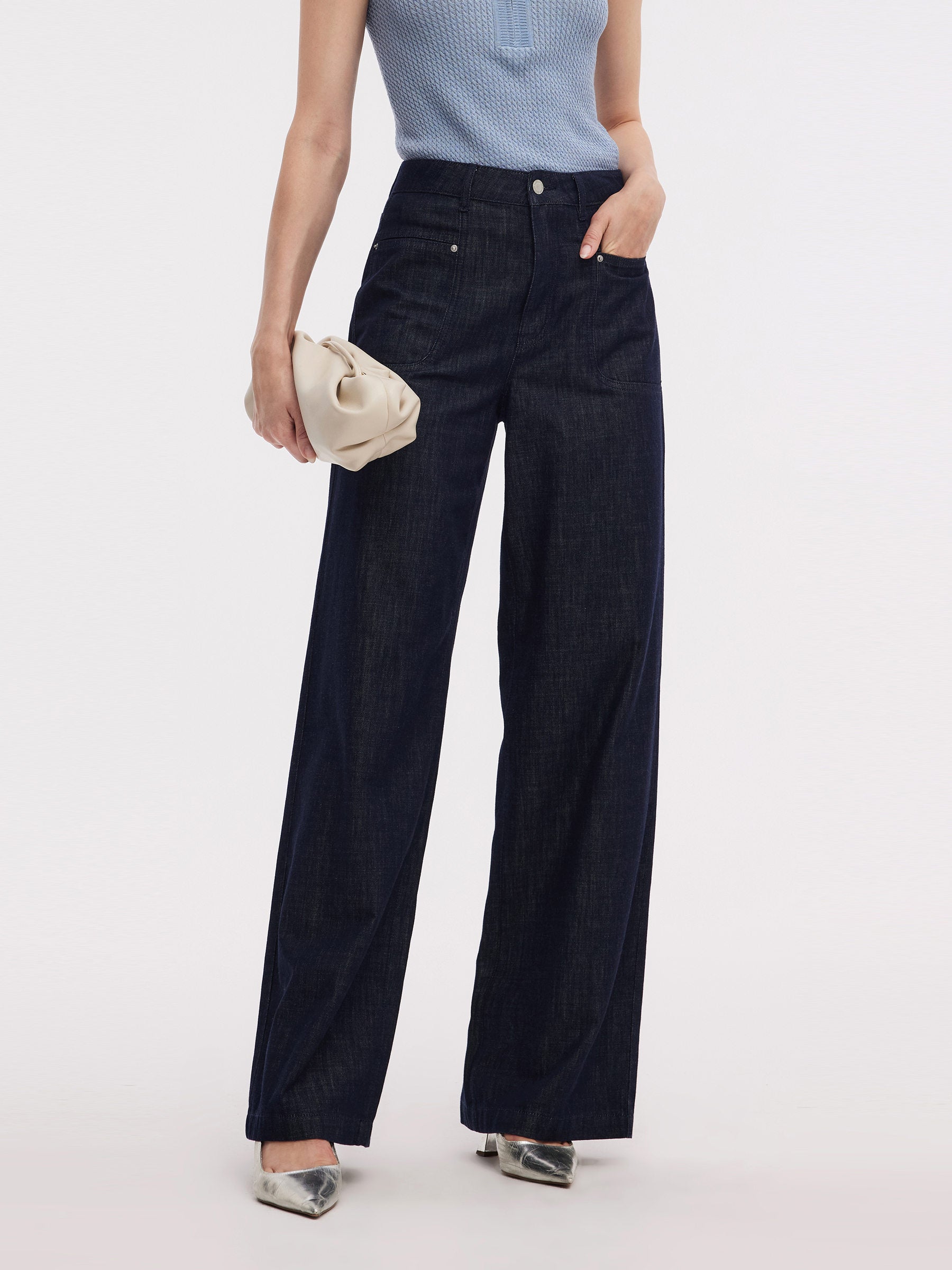 100% Cotton Denim Women Straight Leg Jeans GOELIA