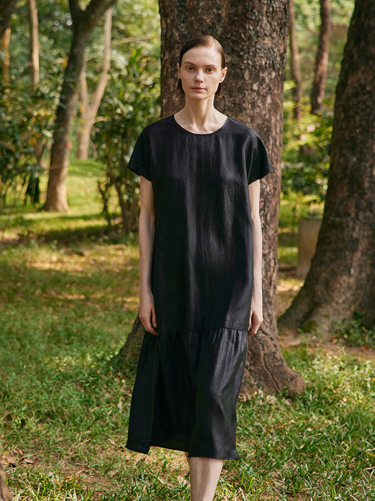 16 Momme Xiang Yun Silk Women Midi Dress GOELIA