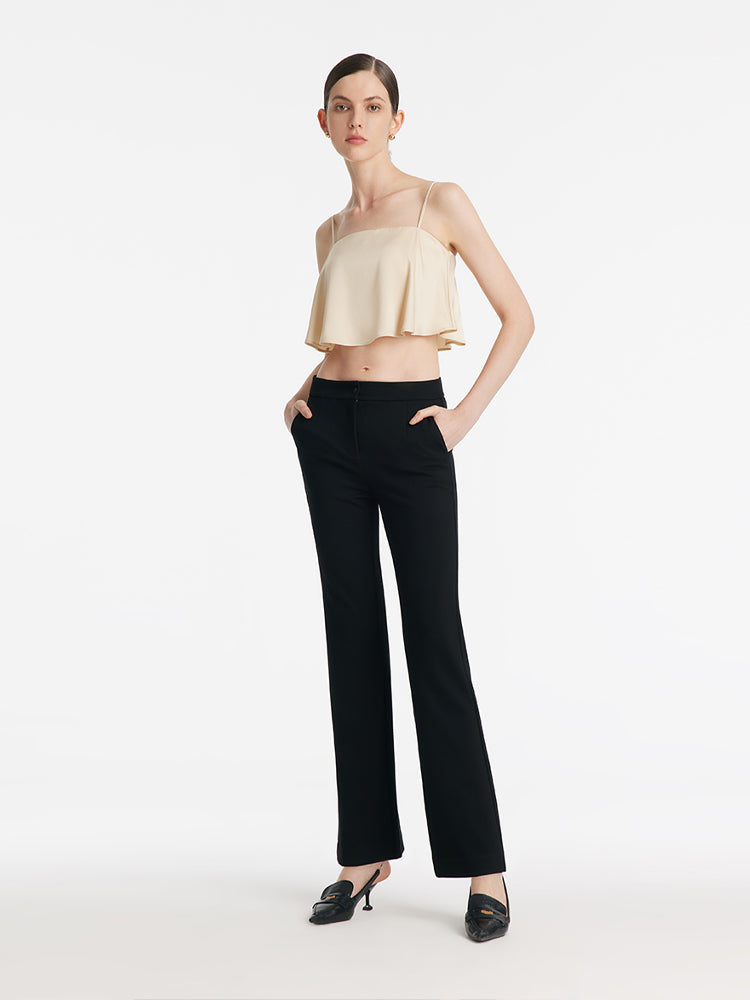 Acetate Ruffle Women Crop Camisole With Bra Pads GOELIA