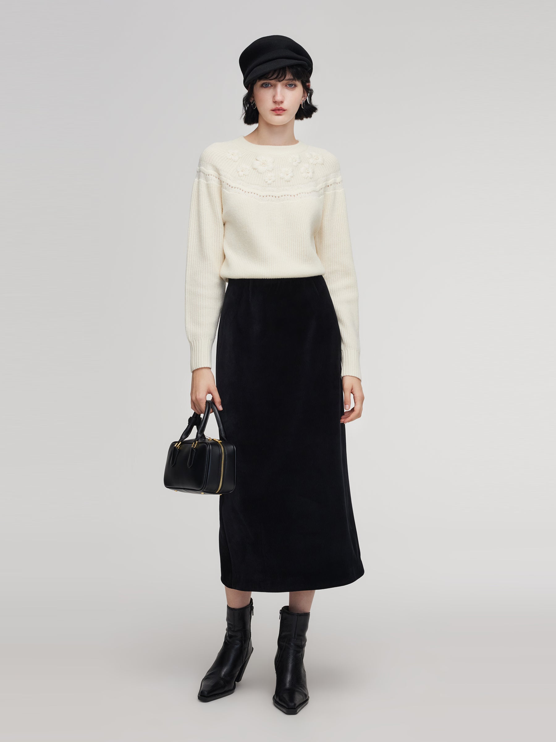 Wool Blend Embroidered Women Knit Top GOELIA