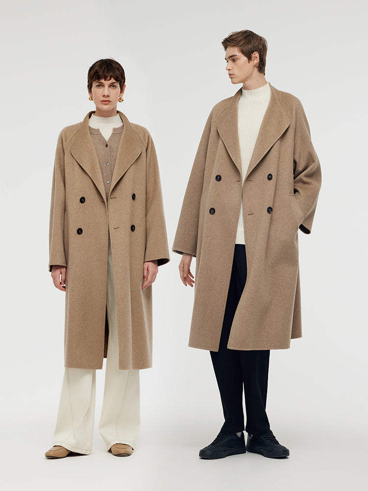100% Cashmere Lapel Unisex Overcoat GOELIA