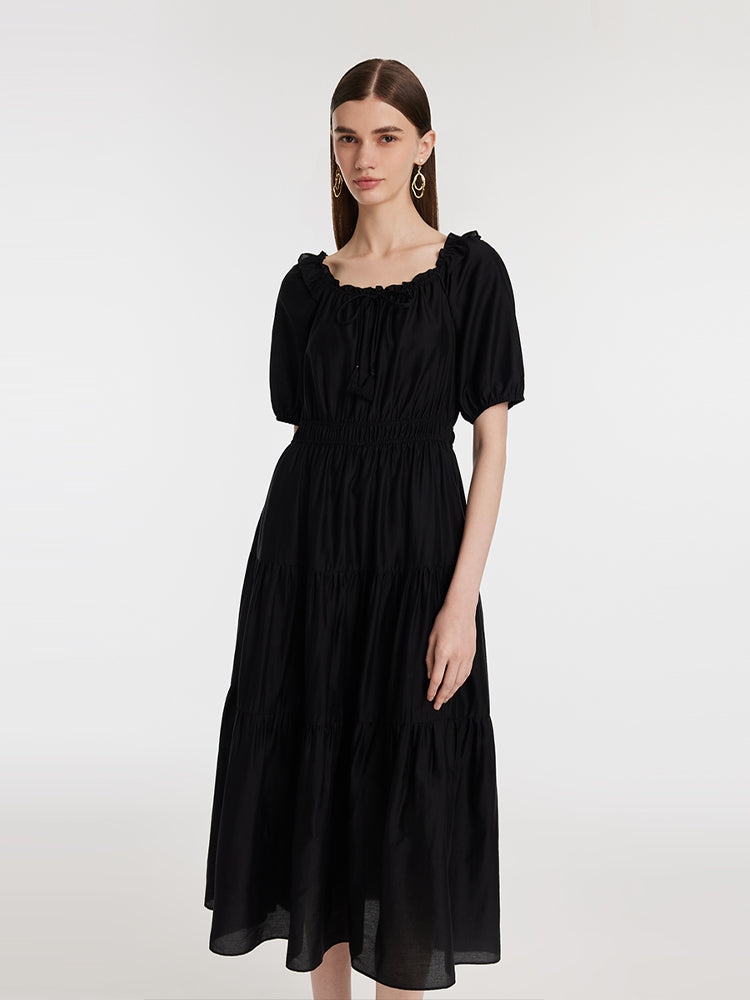 Tencel Ruffle Tiered Women Maxi Dress GOELIA