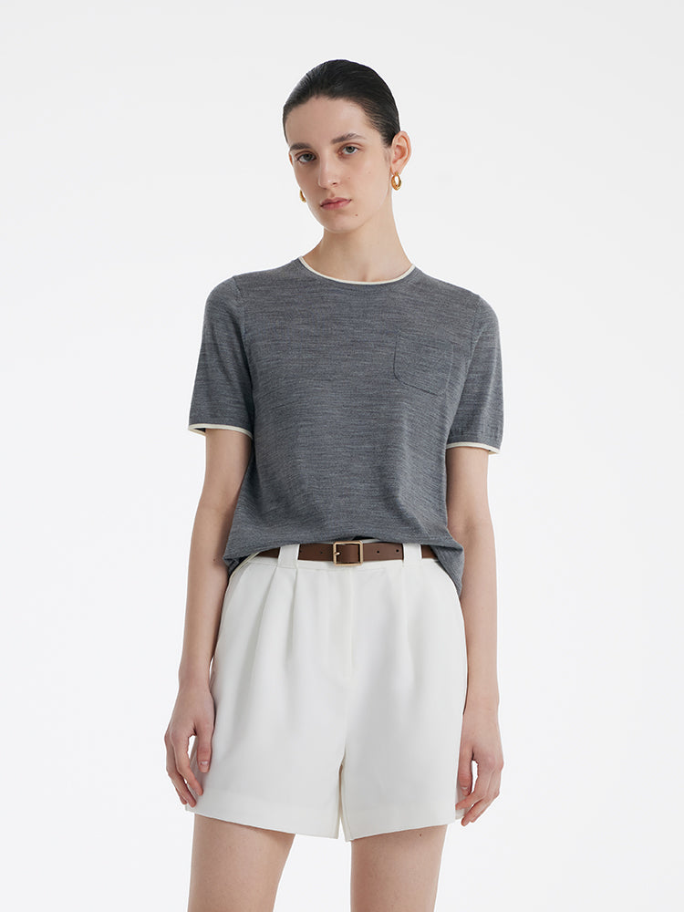 Pure Wool Short-Sleeved Pullover GOELIA