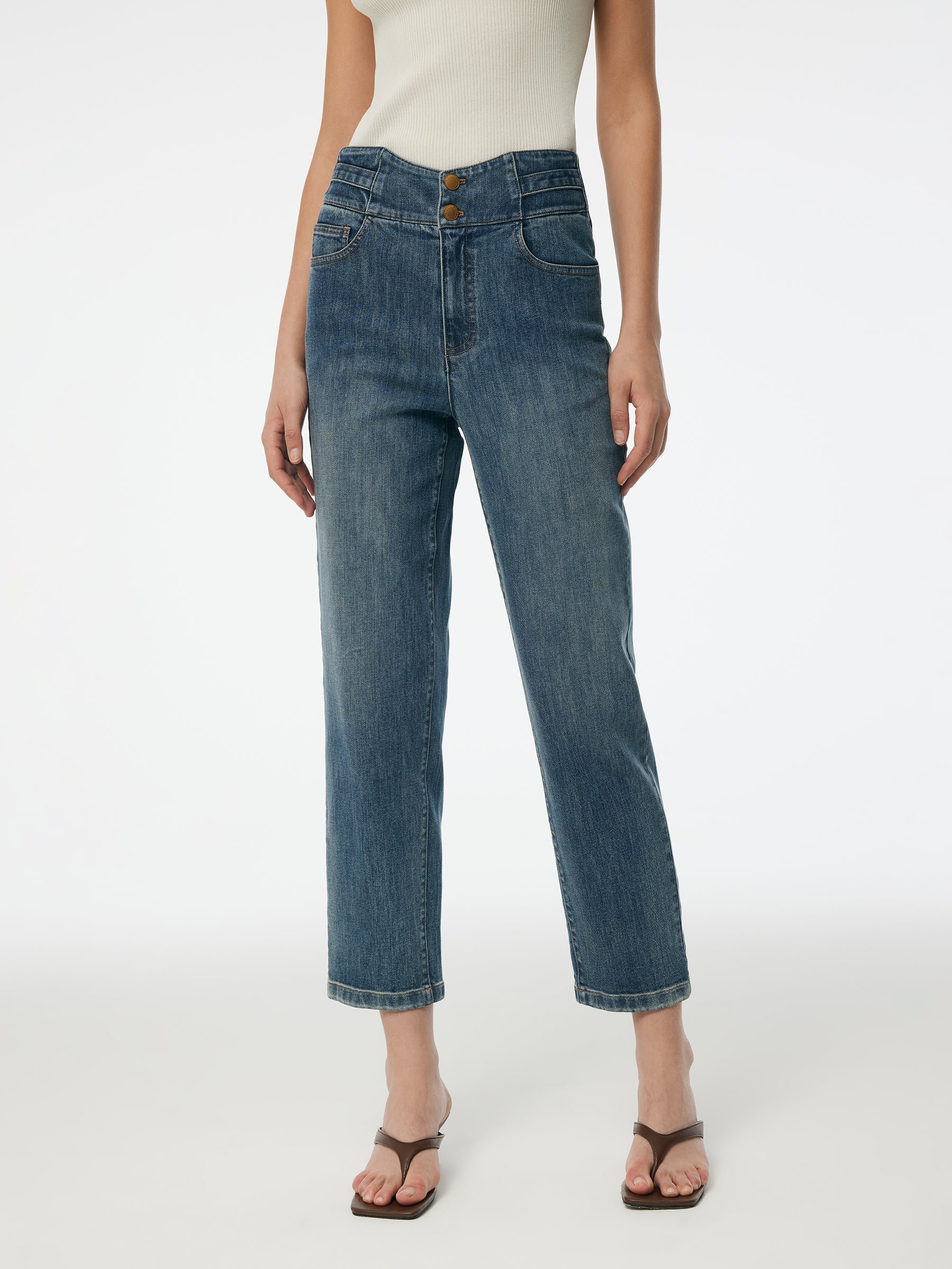 Denim Women Ankle Length Tapered Jeans GOELIA