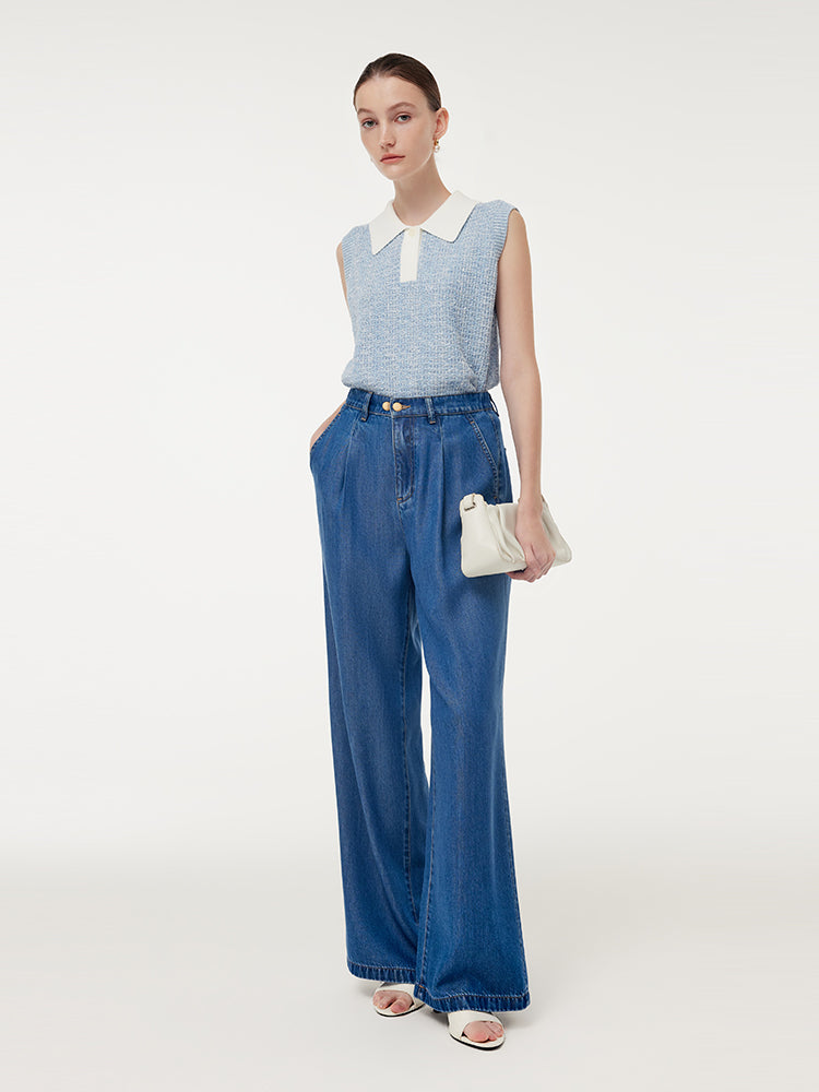 100% Tencel Denim Elastic Waist Women Jeans GOELIA