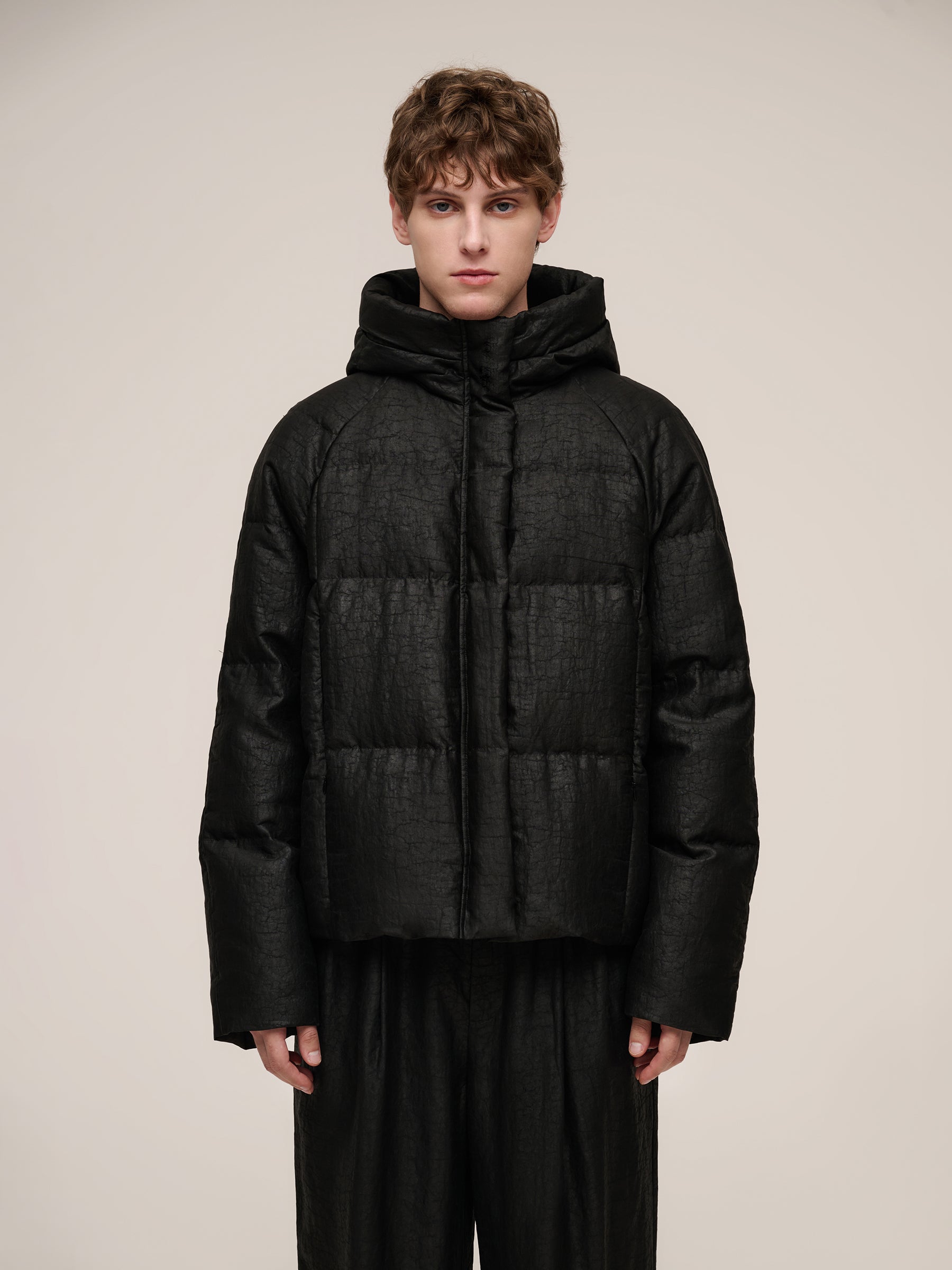 18MM Gambiered Canton Gauze Hooded Unisex Goose Down Jacket GOELIA