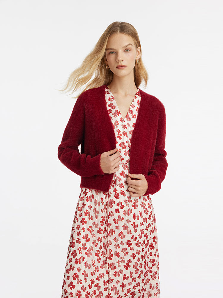 Printed Dress And Knitted Cardigan Two-Piece Set GOELIA