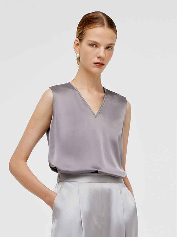 Acetate V-Neck Women Tank Top GOELIA