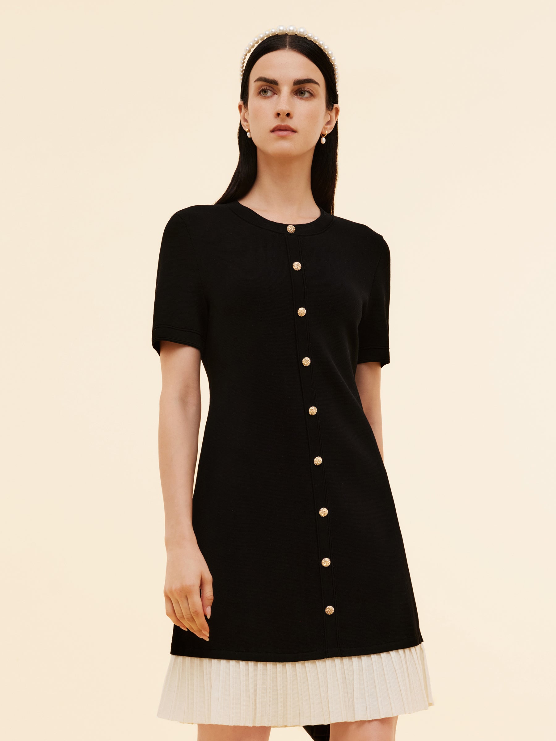 Tencel Blend Color Block Women Knit Mini Dress GOELIA