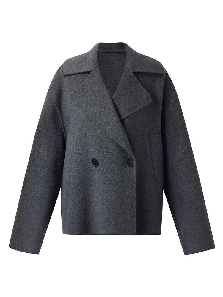 100% Wool Lapel Unisex Short Coat GOELIA