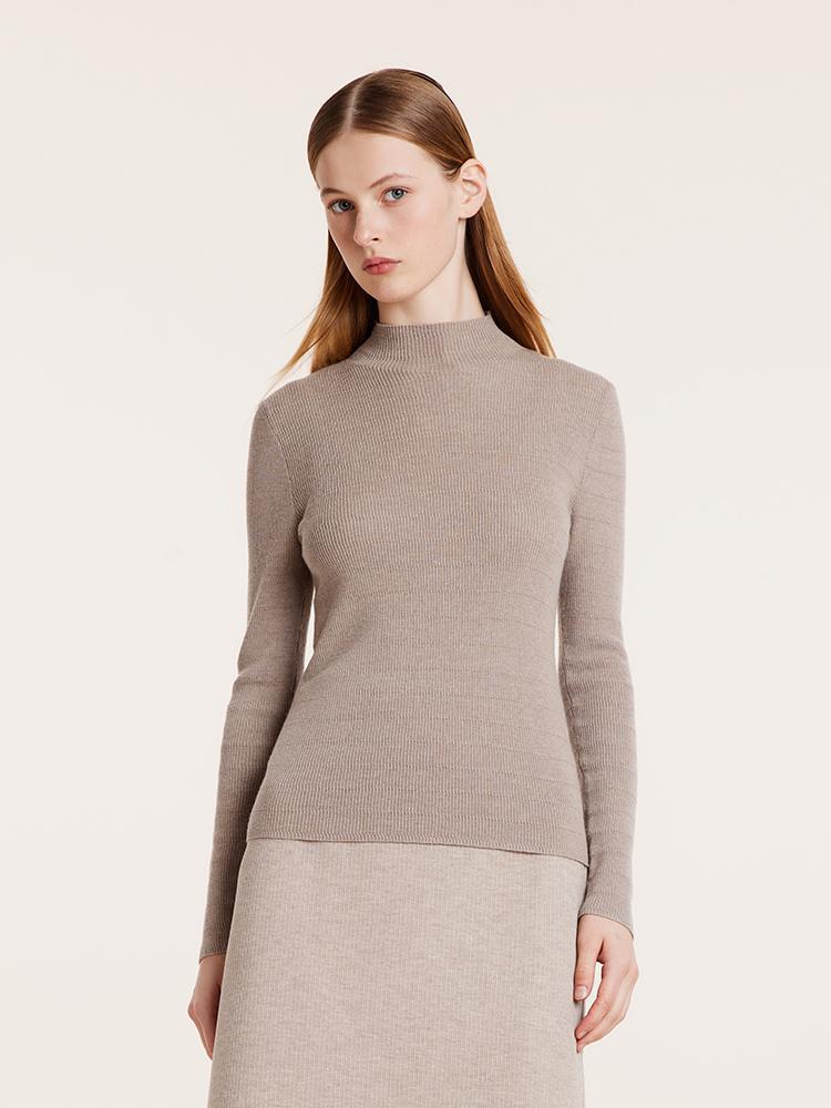 Machine Washable Wool Mock Neck Women Sweater GOELIA