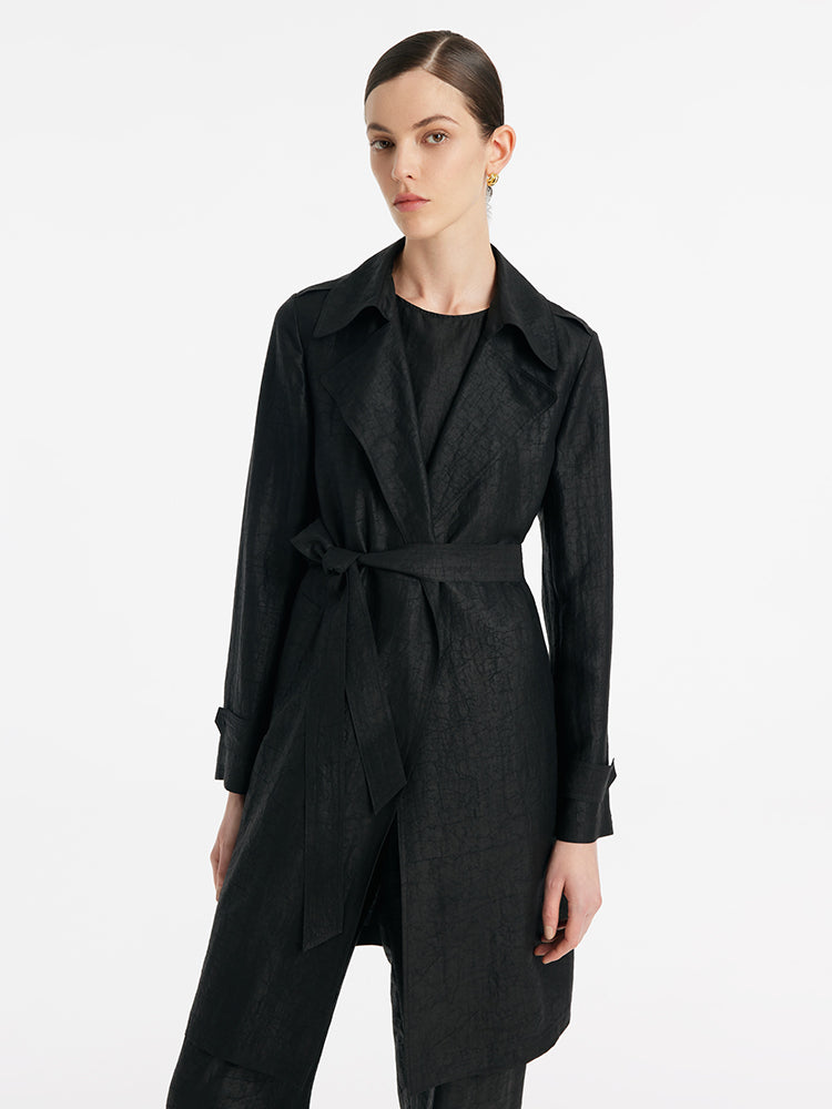 18 Momme Xiang Yun Silk Women Trench Coat With Belt GOELIA