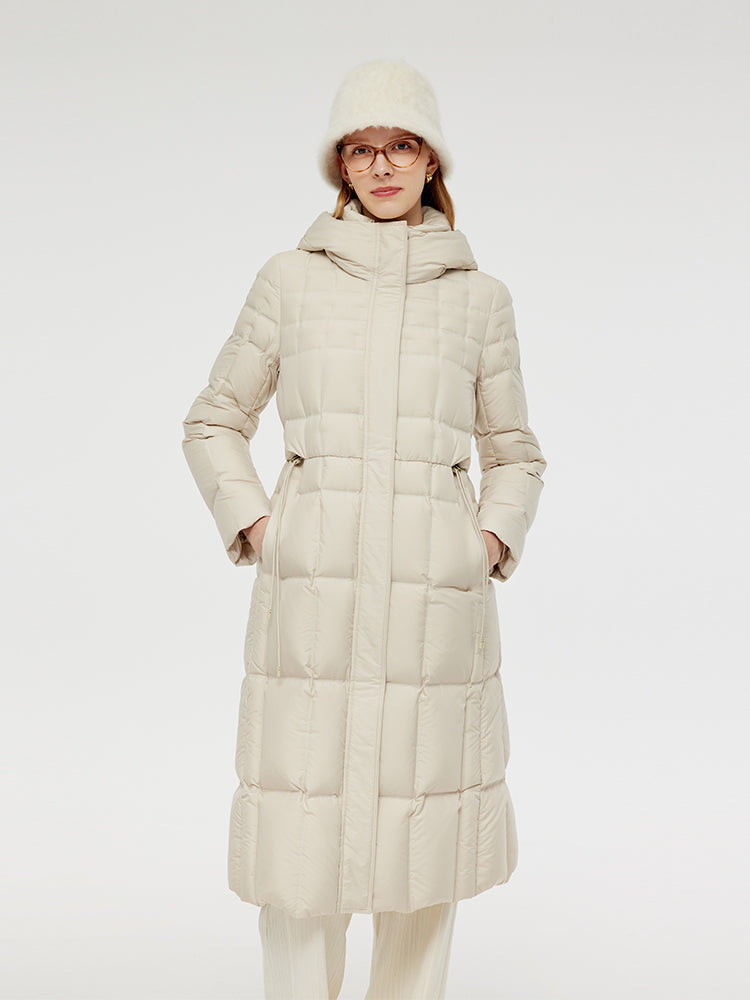 Drawstring Hooded Long Goose Down Coat GOELIA