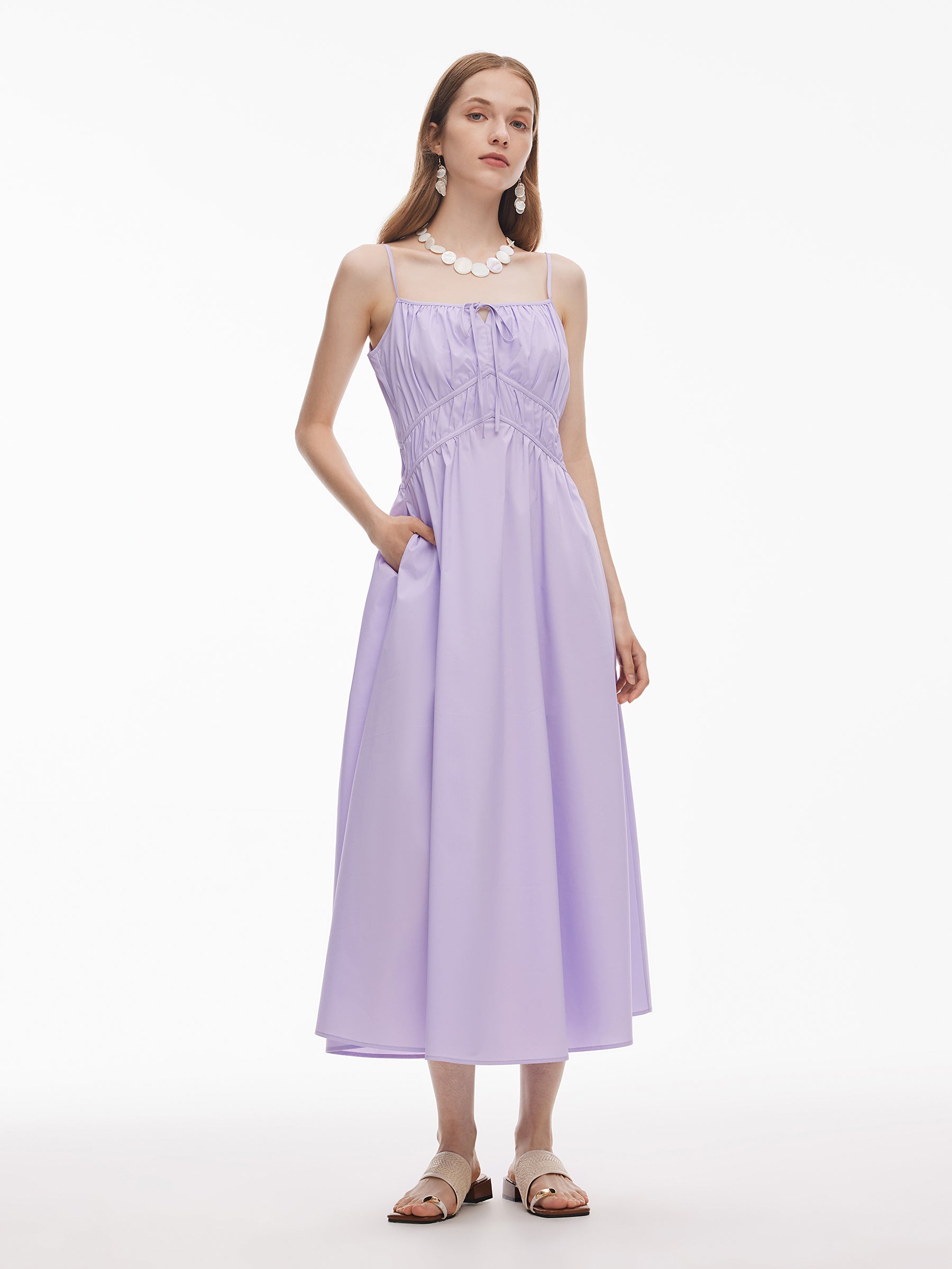 Adjustable Neckline Women A-Line Strap Maxi Dress GOELIA