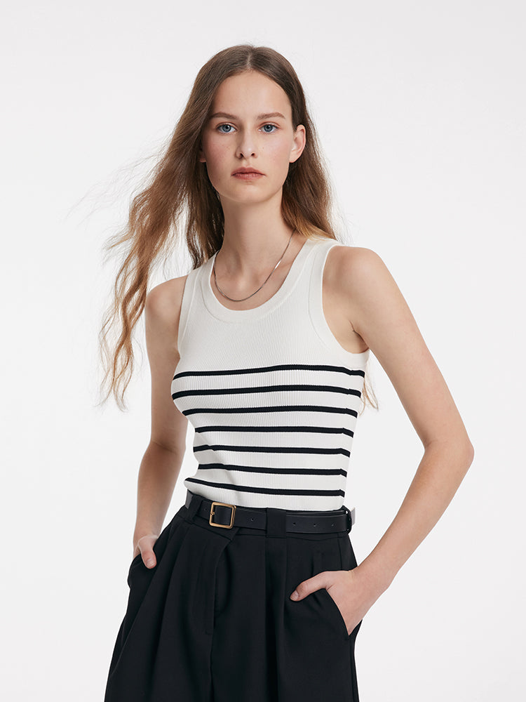 Acetate Cotton Knitted Striped Tank Top GOELIA