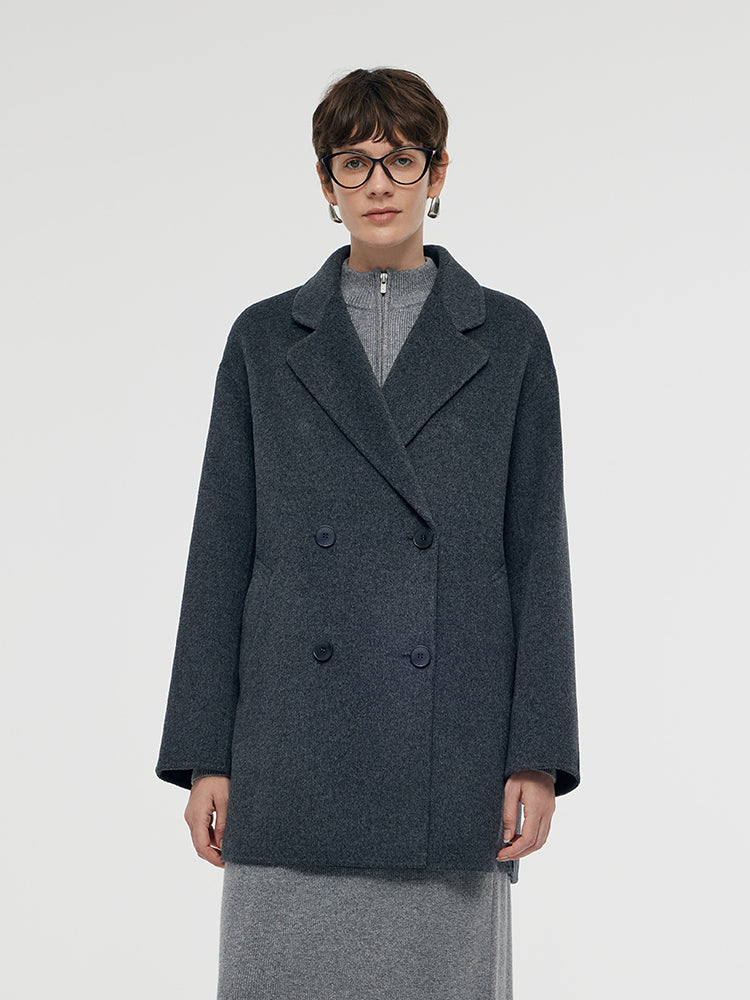 Wool Double-Breasted Women Coat GOELIA