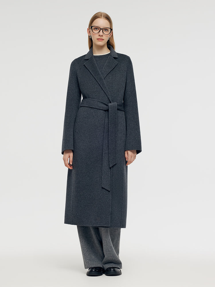 100% Wool Belted Women Overcoat GOELIA