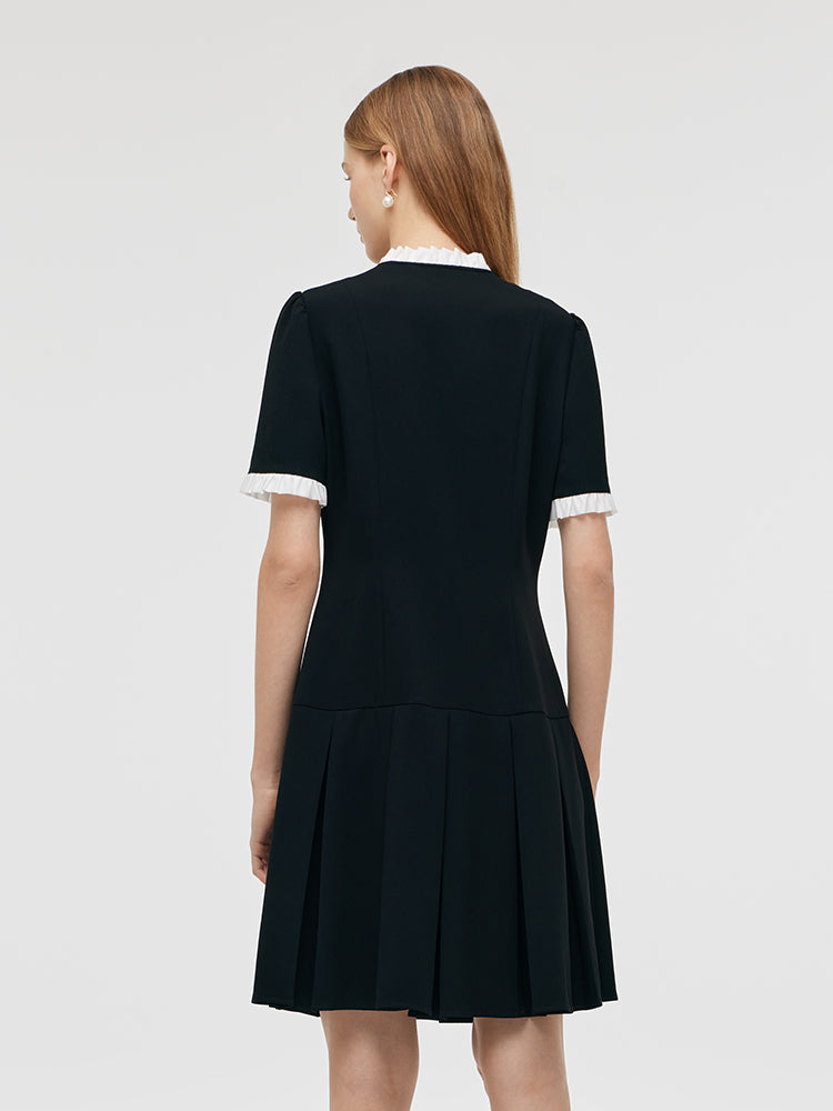 Triacetate Ruffle Women Mini Dress GOELIA