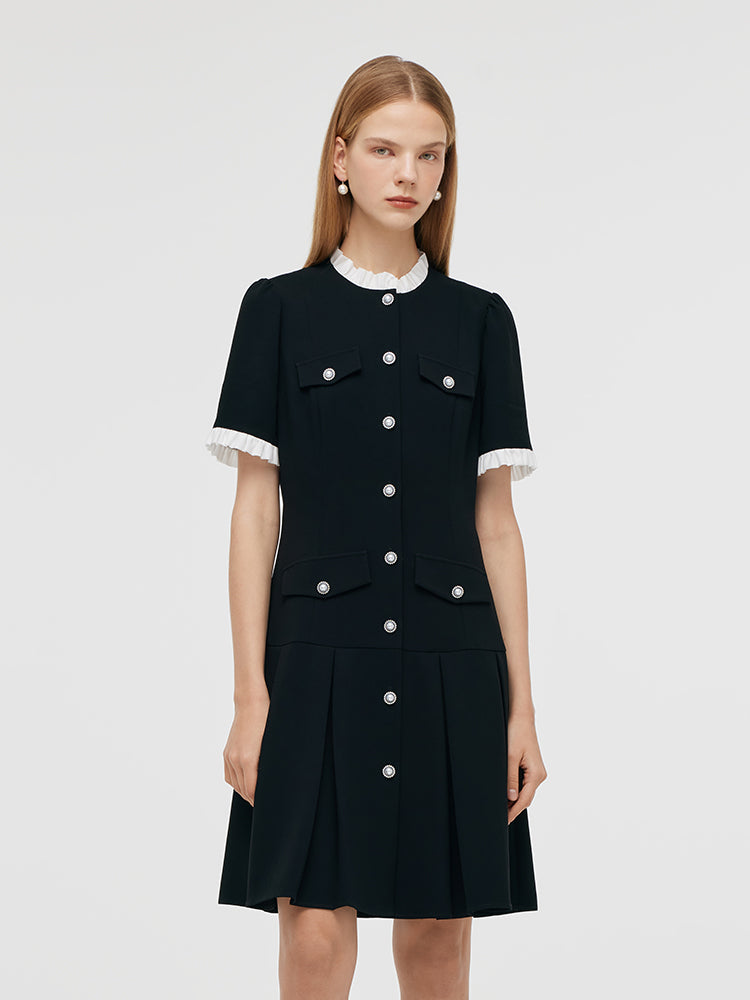 Triacetate Ruffle Women Mini Dress GOELIA