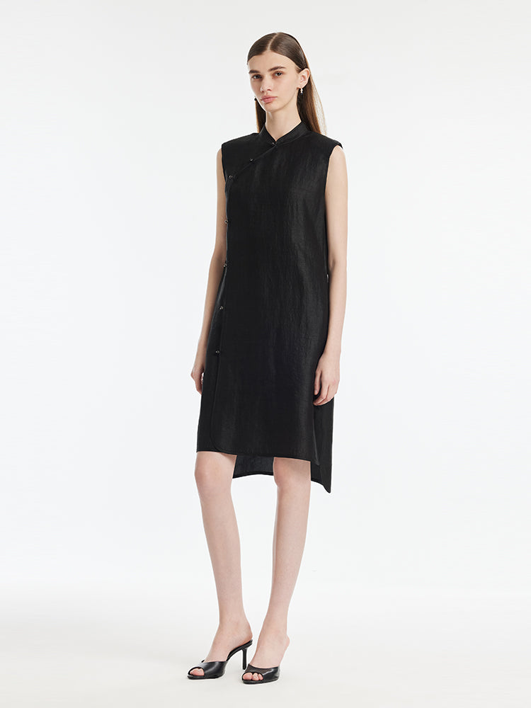Xiang Yun Silk Asymmetric Hem Women Qipao Mini Dress GOELIA