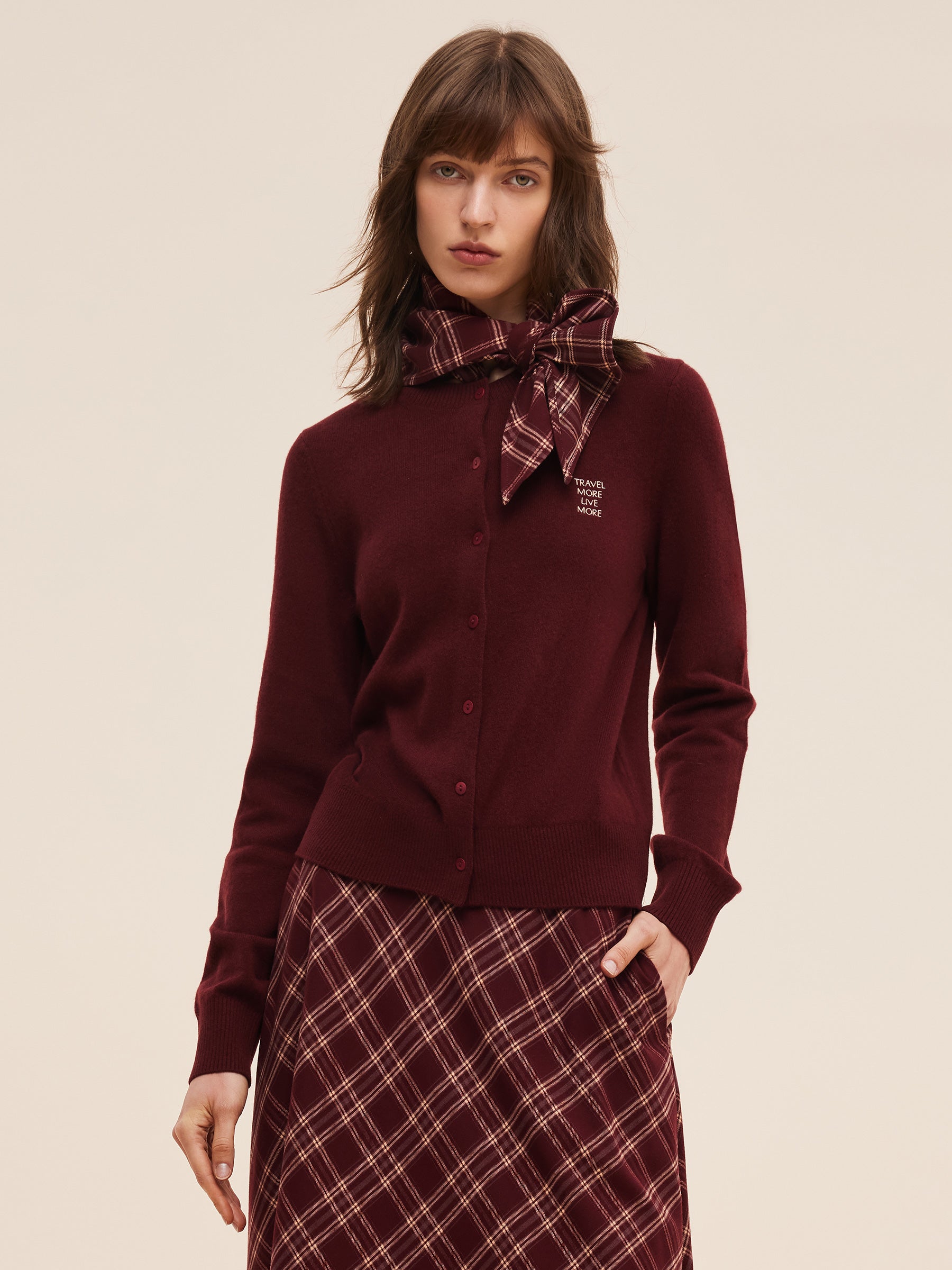 100% Wool Letter Embroidered Women Cardigan GOELIA