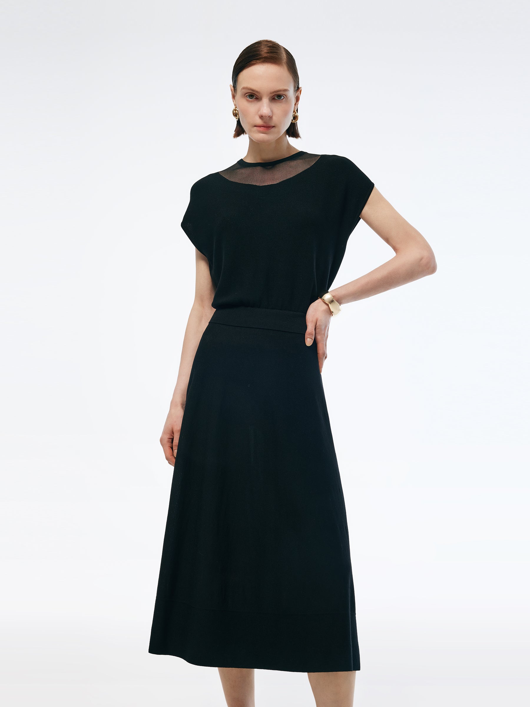 Tencel Blend Faux Two-Piece Women Maxi Dress GOELIA