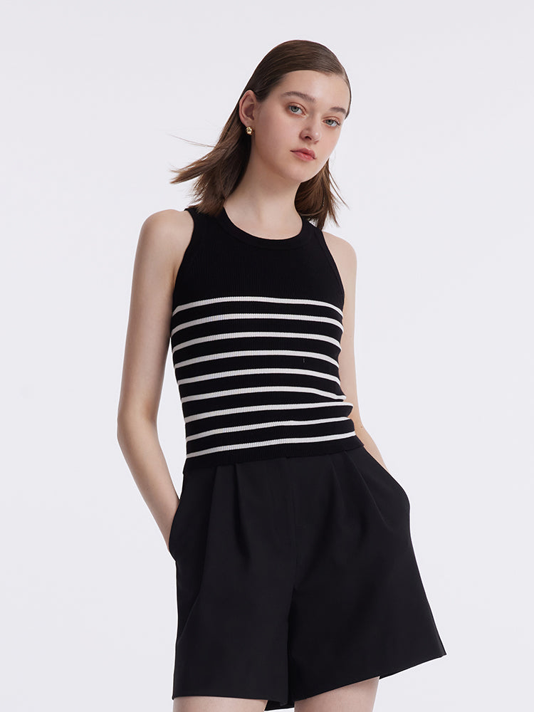 Acetate Cotton Knitted Striped Tank Top GOELIA
