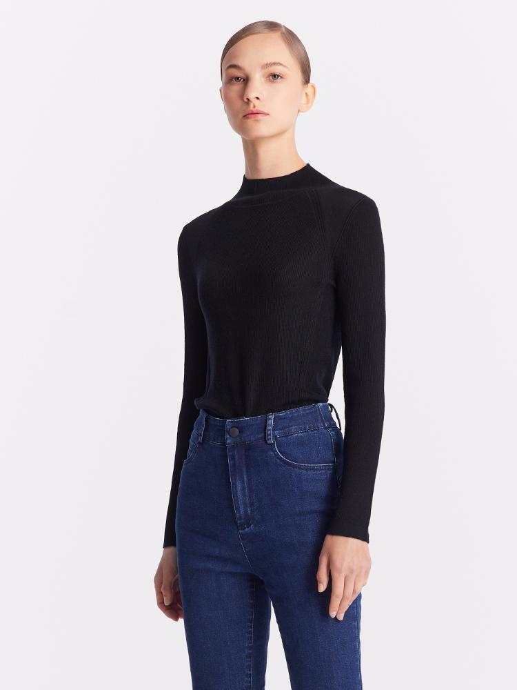 Pure Wool Mock Neck Sheath Sweater GOELIA