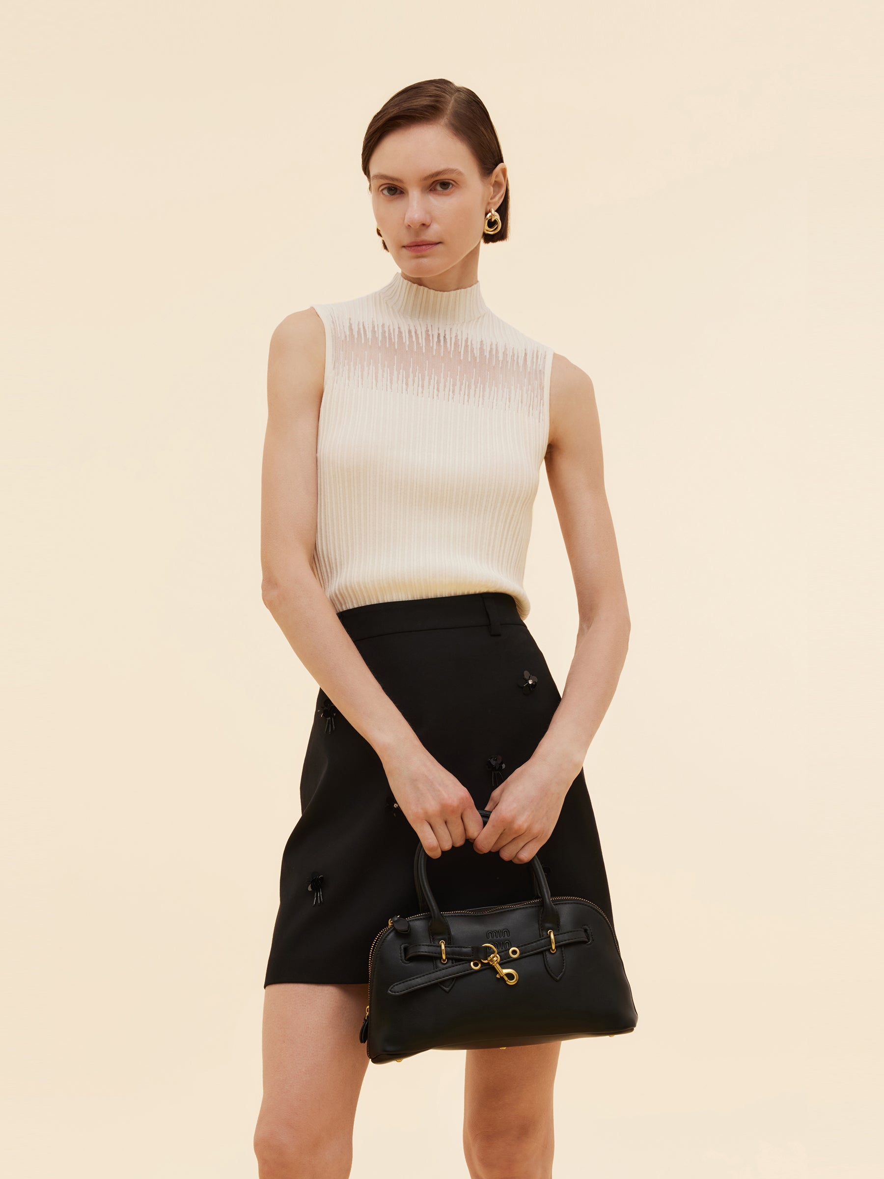 Tencel Blend Women Mock Neck Knit Tank Top GOELIA