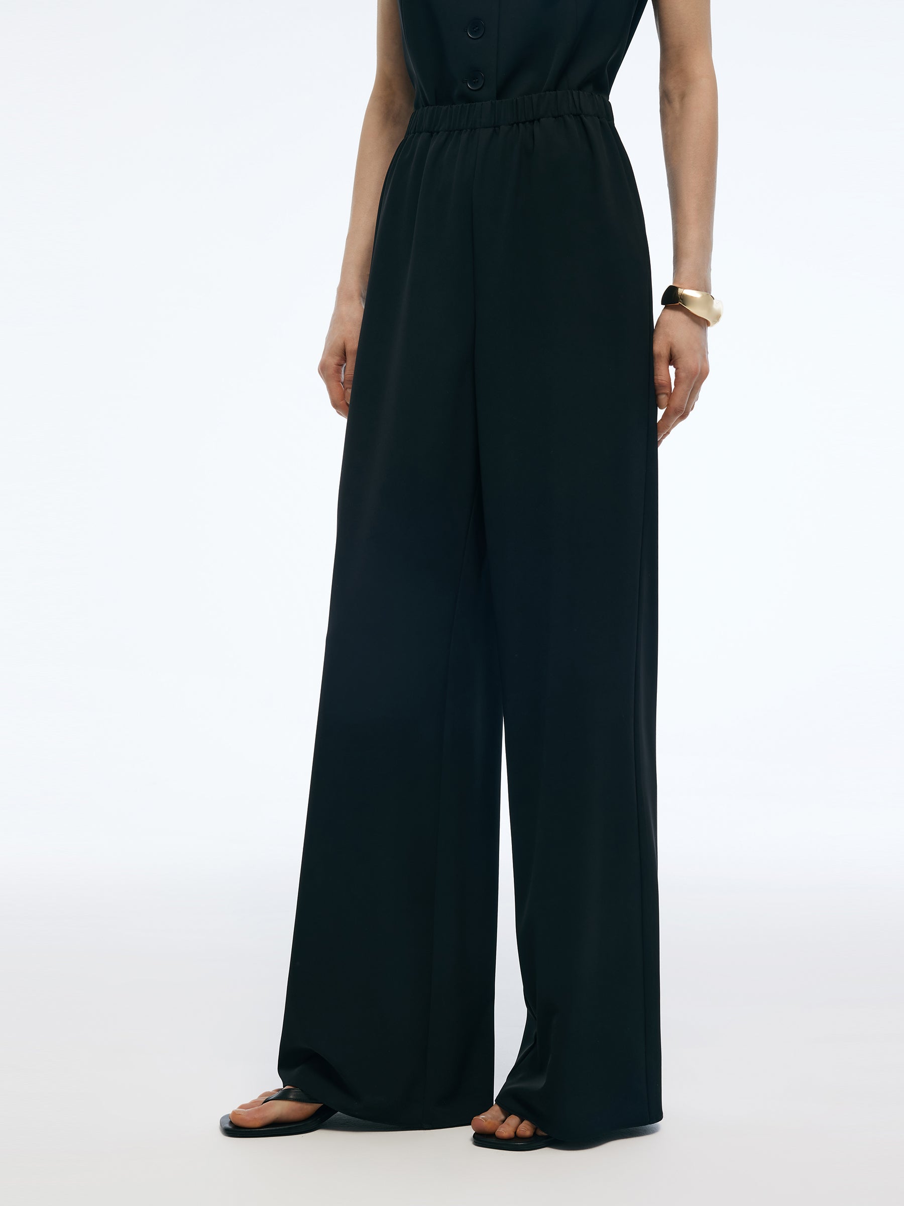 Elastic Waist Stretch Women Loose Straight Leg Pants GOELIA